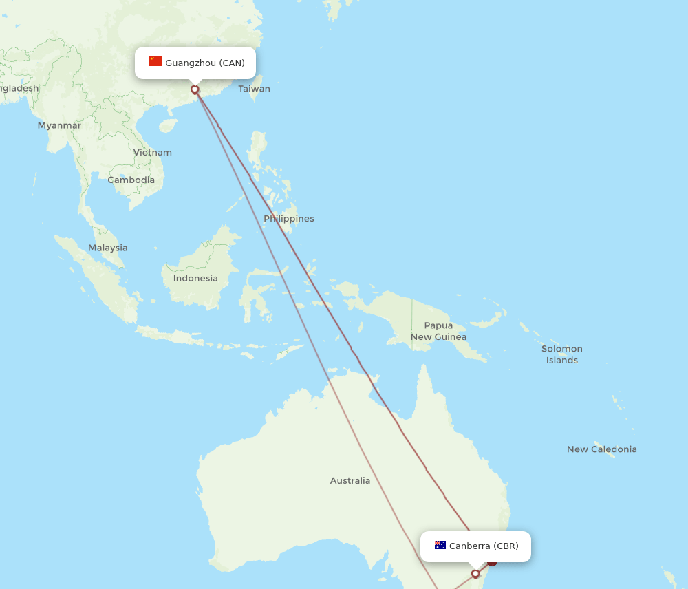 CBR-CAN flight routes