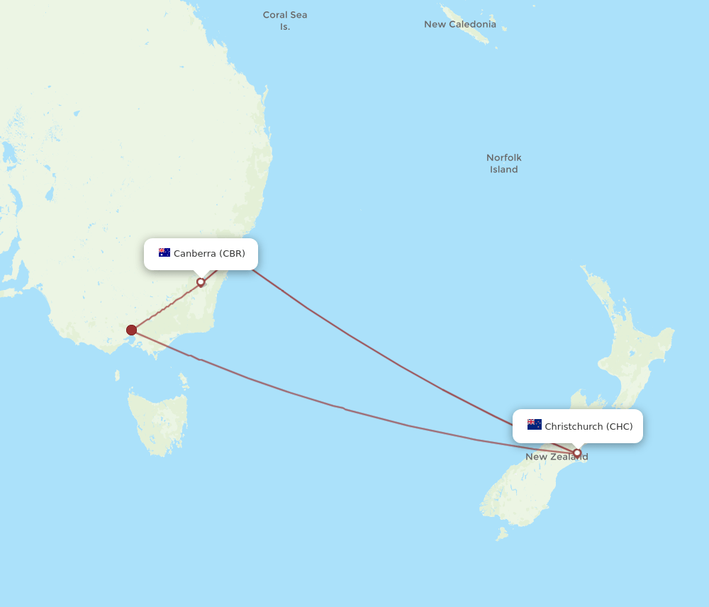 CBR-CHC flight routes
