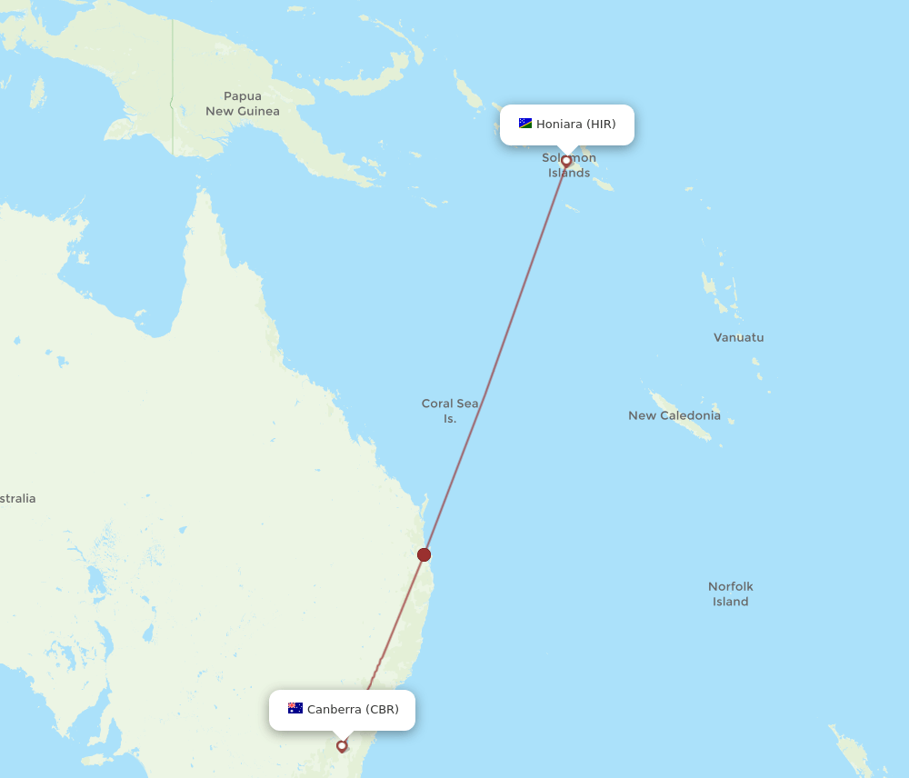CBR-HIR flight routes