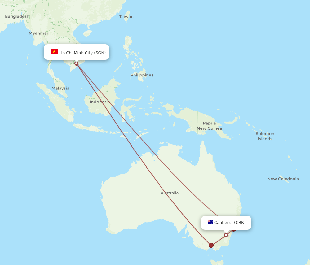 CBR-SGN flight routes