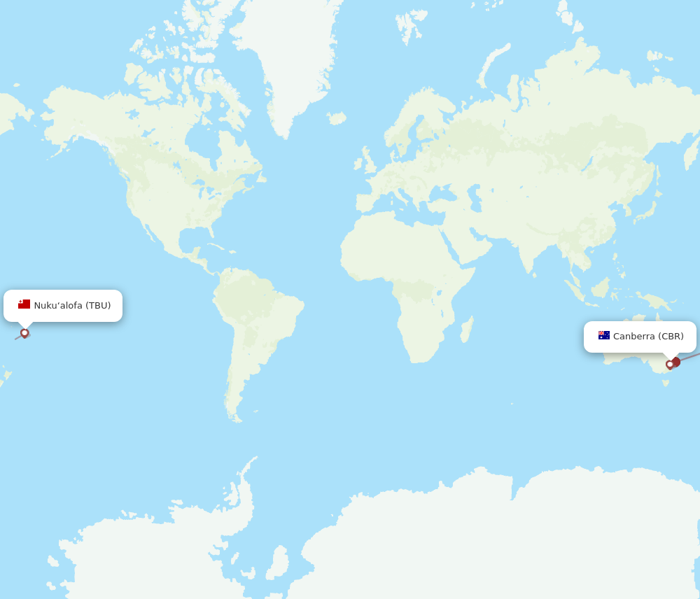 CBR to TBU flights and routes map