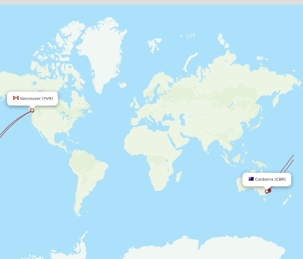 CBR-YVR flight routes