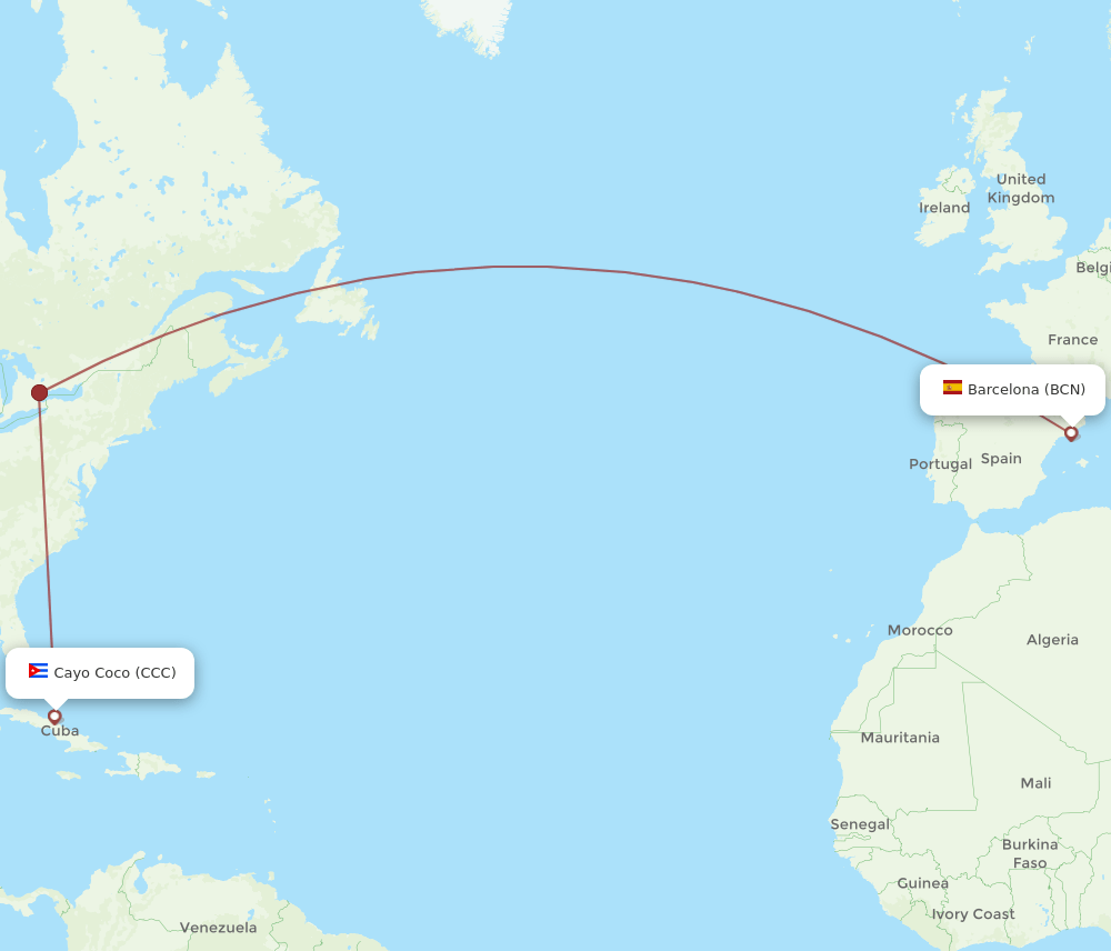 CCC-BCN flight routes
