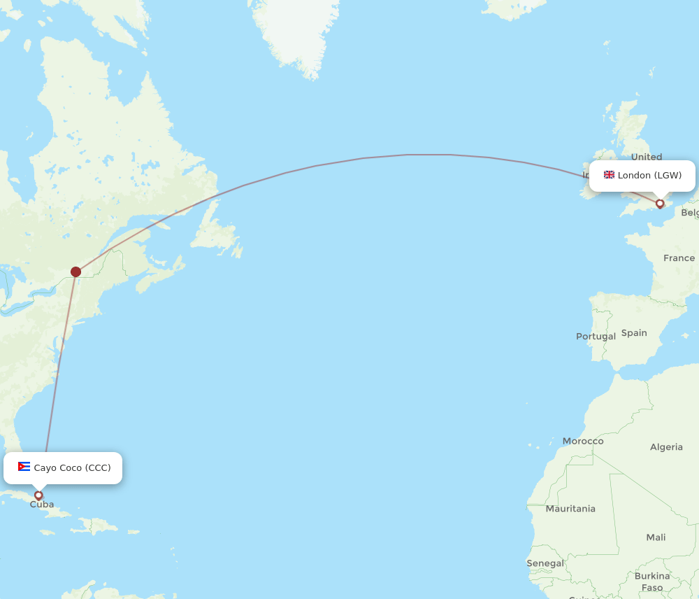 CCC-LGW flight routes