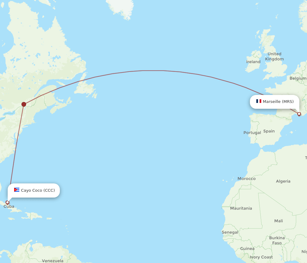 CCC to MRS flights and routes map