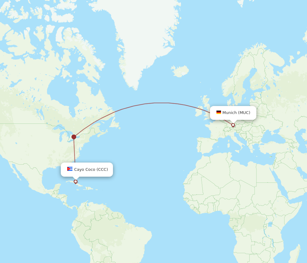 CCC to MUC flights and routes map