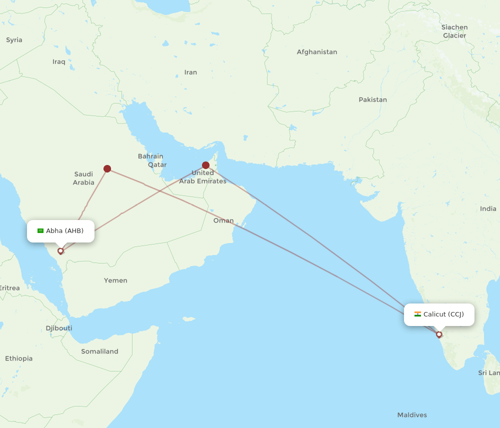 CCJ-AHB flight routes