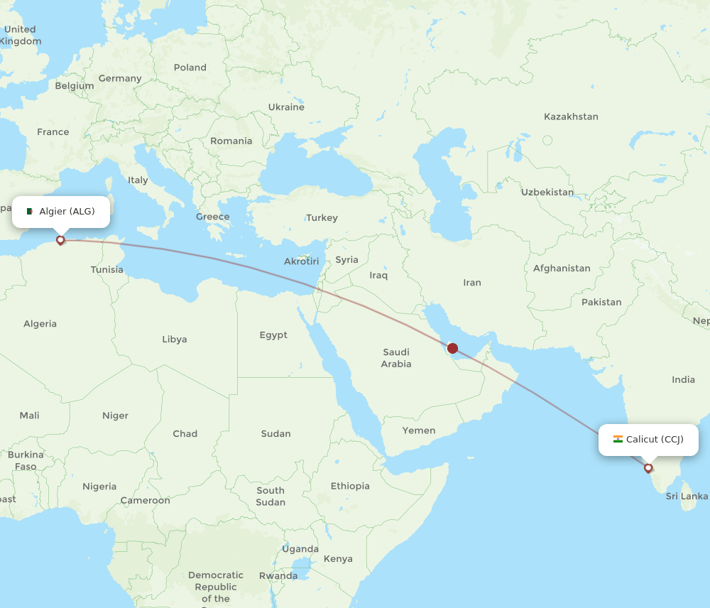 CCJ to ALG flights and routes map