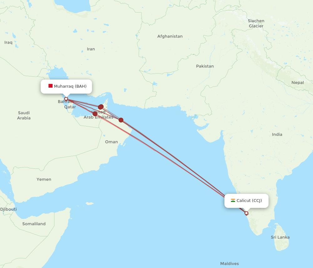 CCJ-BAH flight routes
