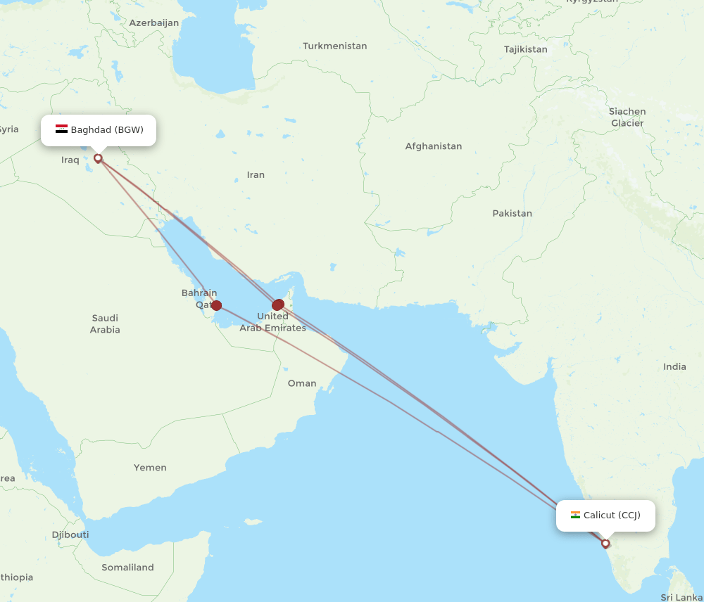CCJ-BGW flight routes