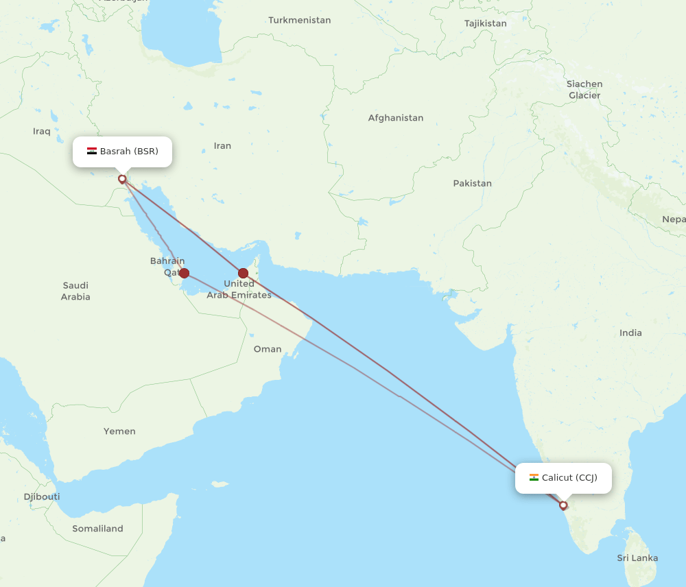 CCJ-BSR flight routes