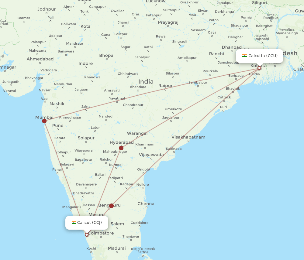 CCJ-CCU flight routes