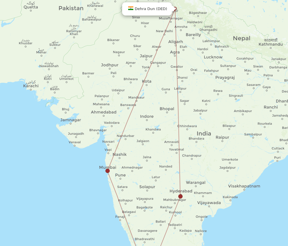 CCJ-DED flight routes