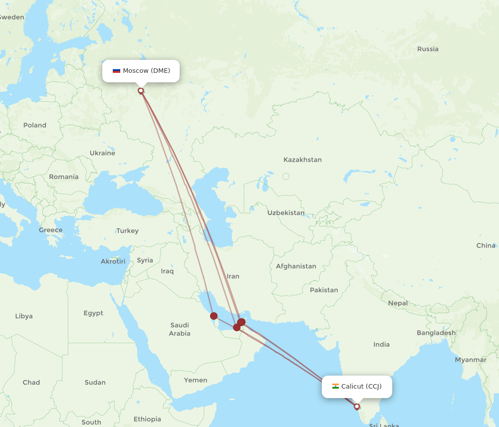 CCJ-DME flight routes