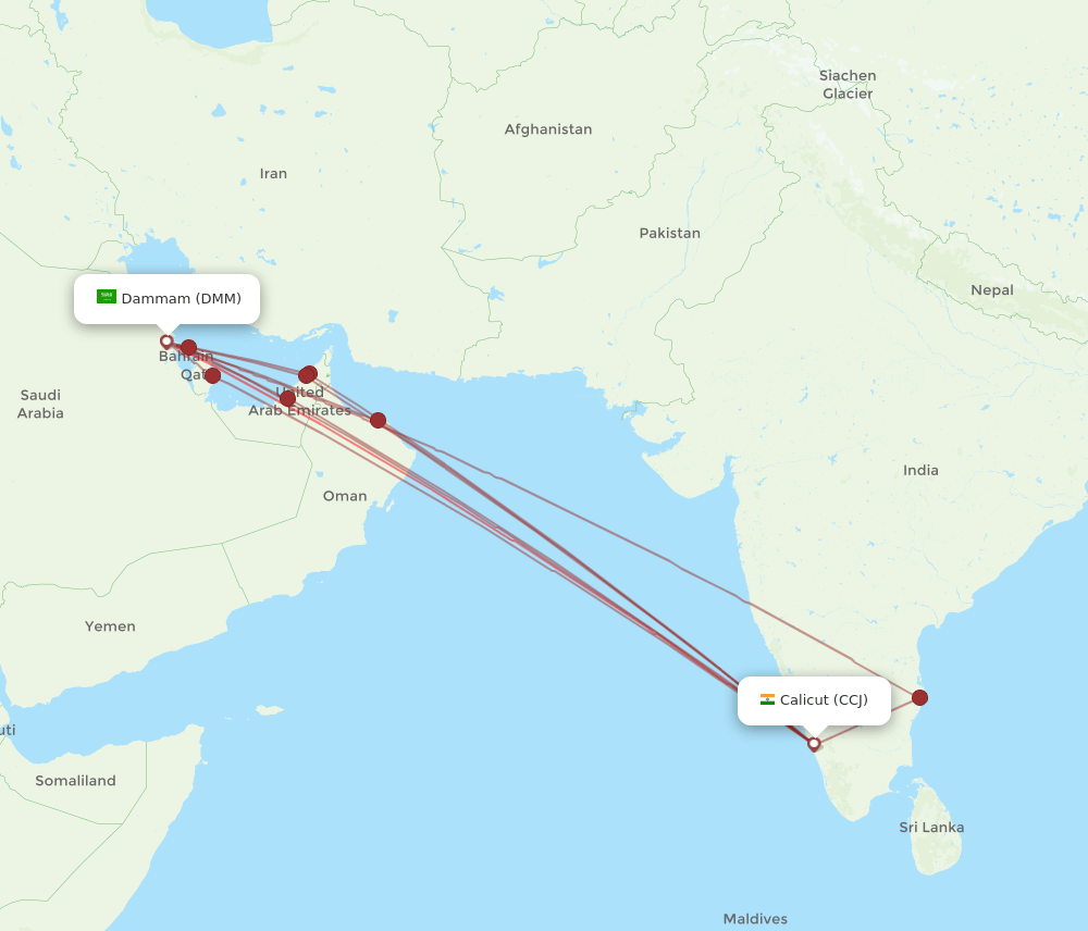 CCJ-DMM flight routes
