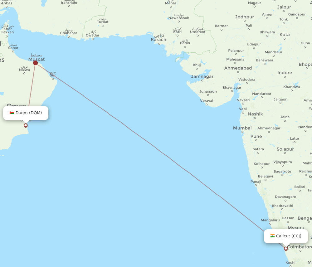 DQM to CCJ flights and routes map