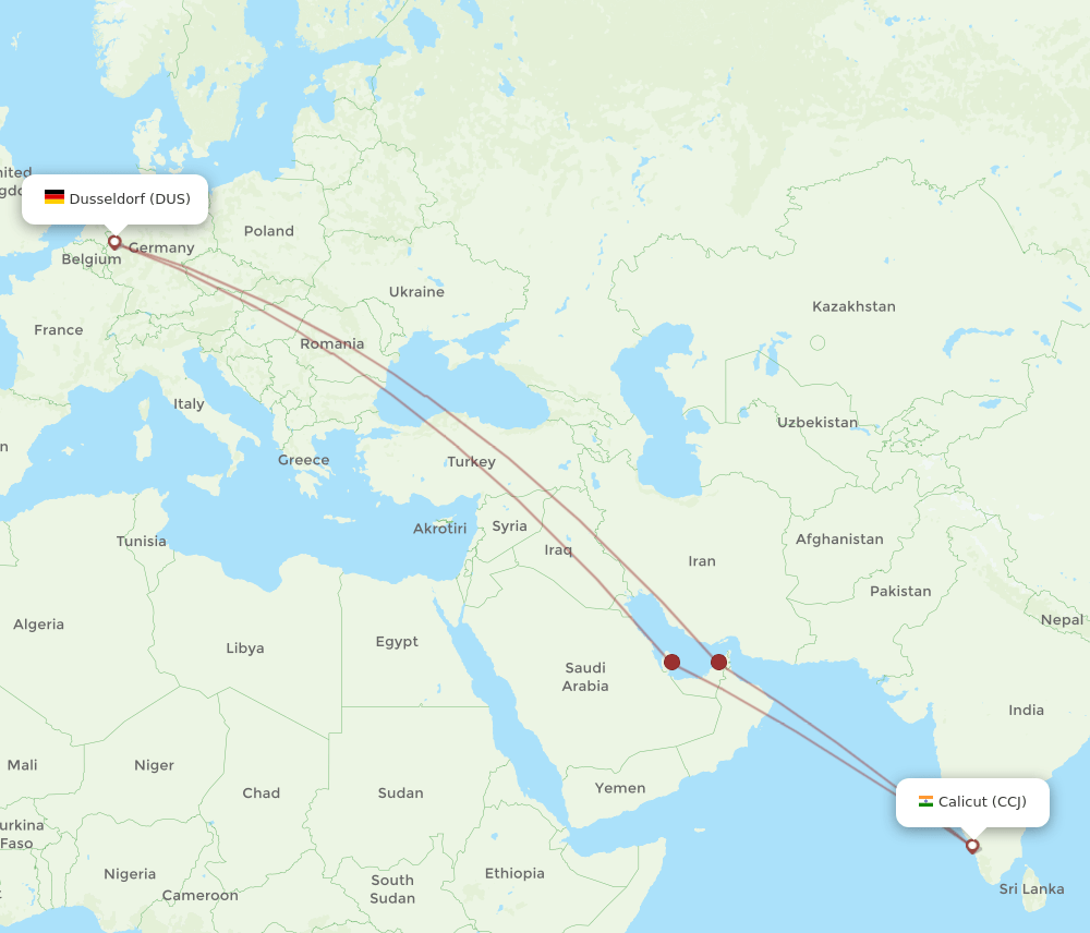 CCJ-DUS flight routes