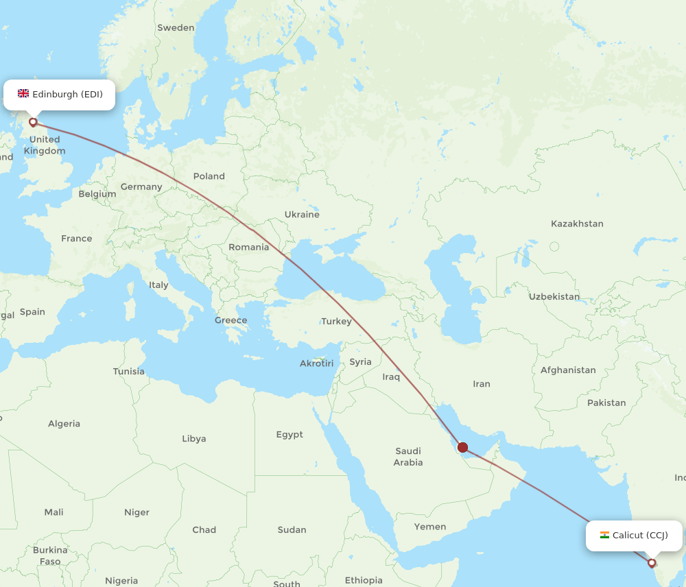 CCJ-EDI flight routes