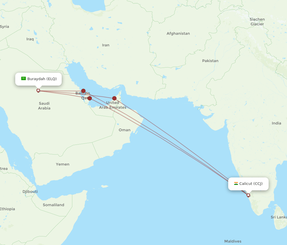 CCJ-ELQ flight routes