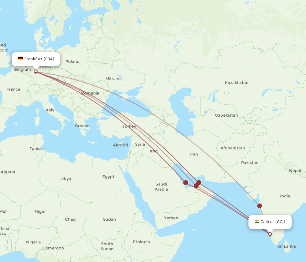 CCJ-FRA flight routes