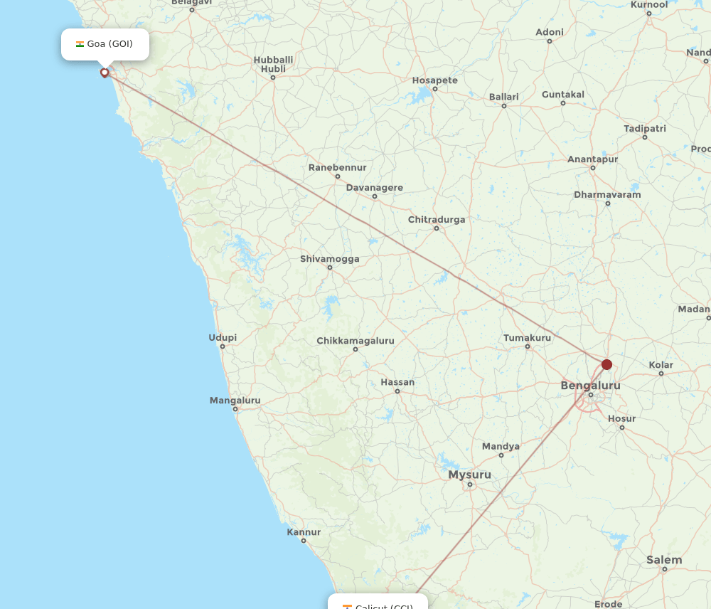 CCJ-GOI flight routes