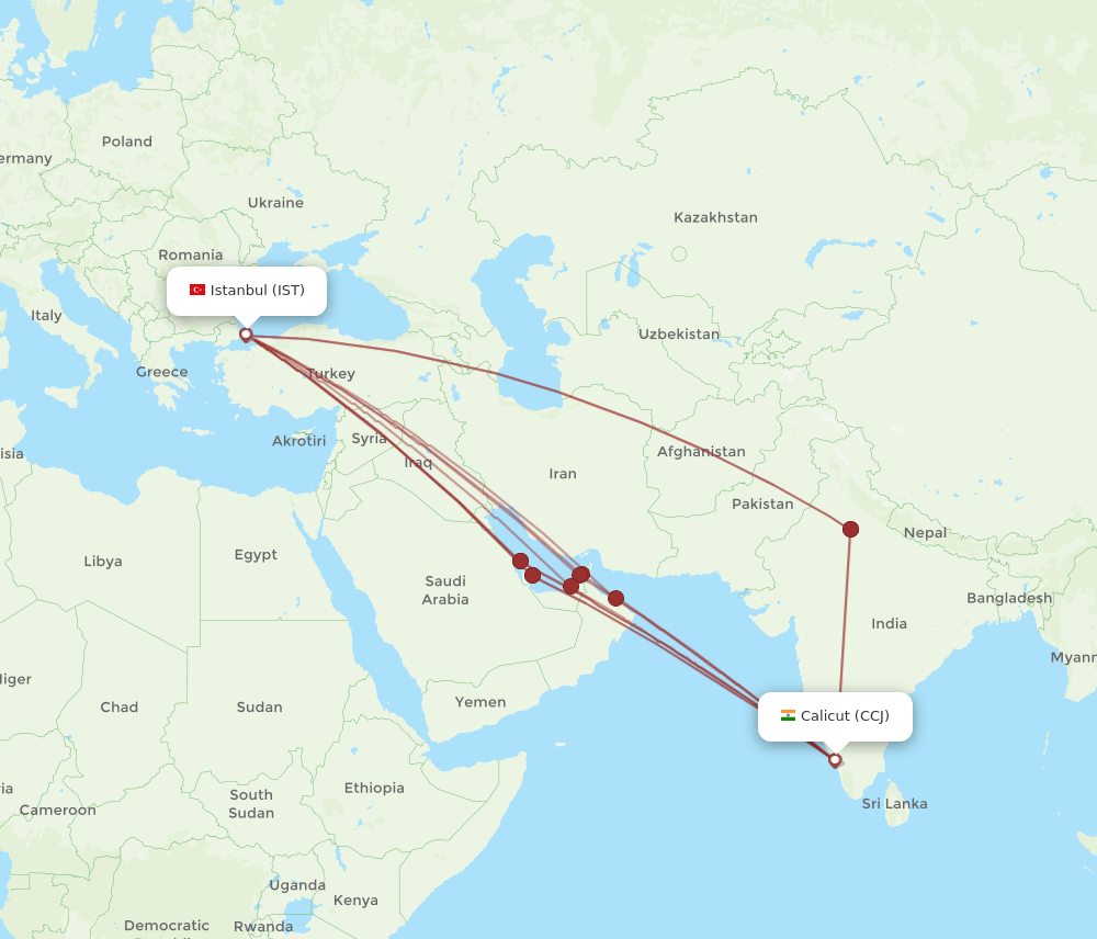 CCJ-IST flight routes