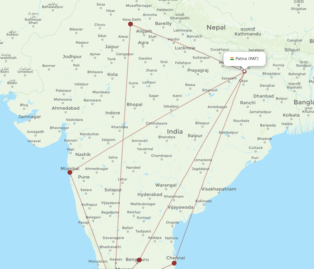 CCJ to PAT flights and routes map