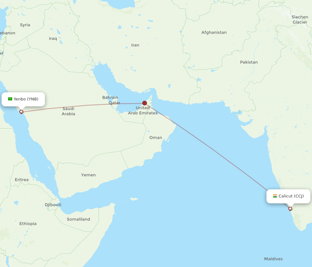 CCJ-YNB flight routes