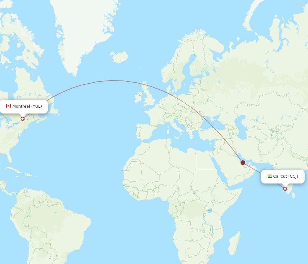 CCJ-YUL flight routes