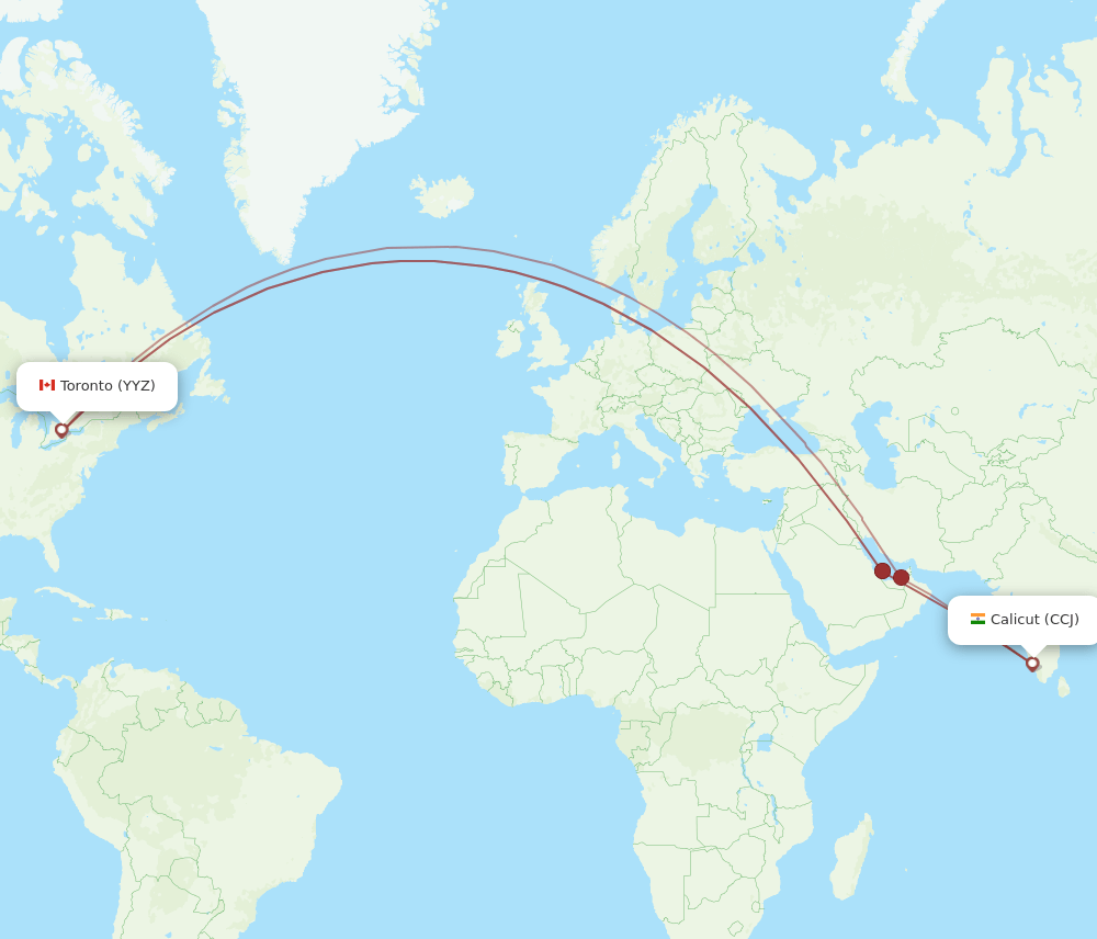 CCJ-YYZ flight routes