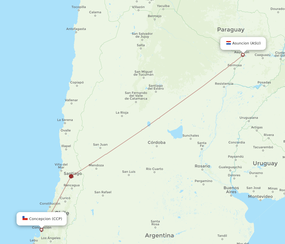 CCP to ASU flights and routes map