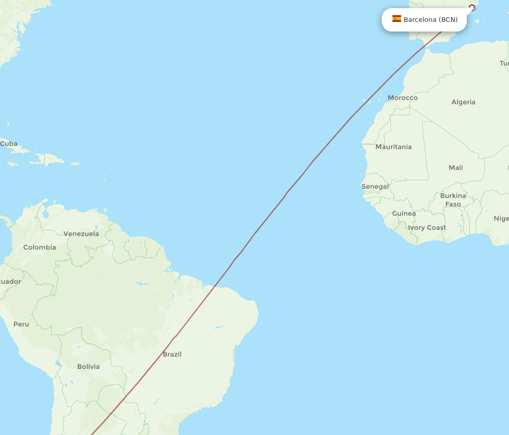 Barcelona - Concepcion route map and flight paths