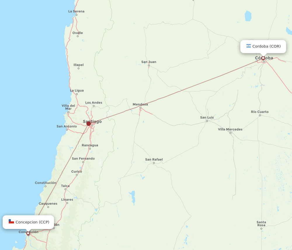 CCP-COR flight routes