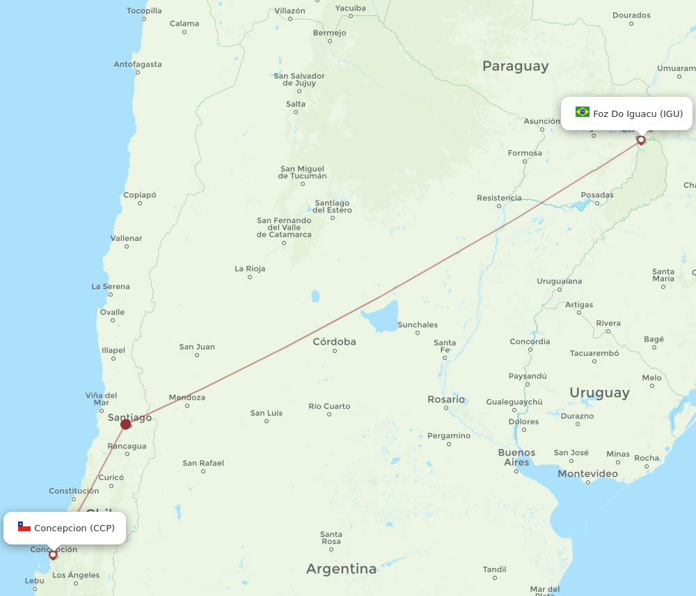 CCP to IGU flights and routes map