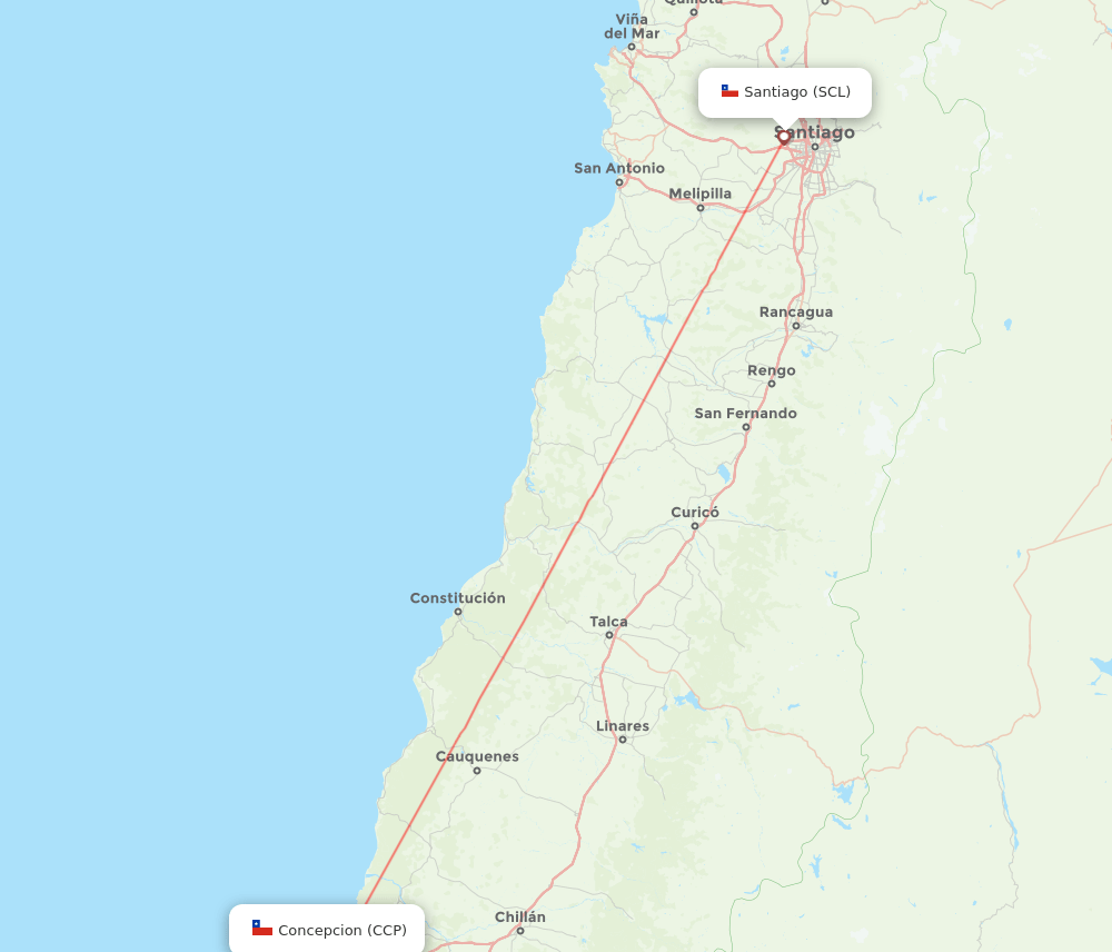 CCP to SCL flights and routes map