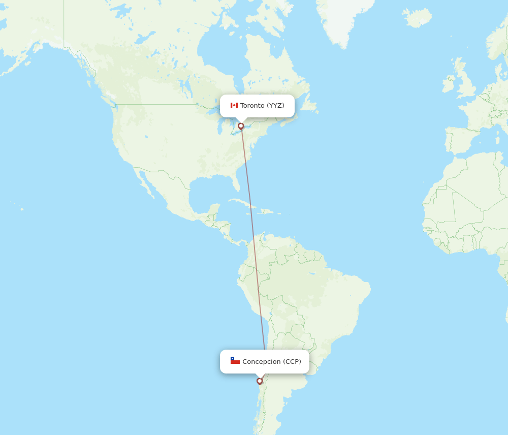 CCP to YYZ flights and routes map