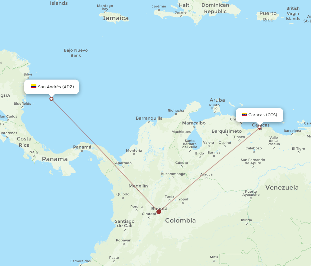 CCS-ADZ flight routes
