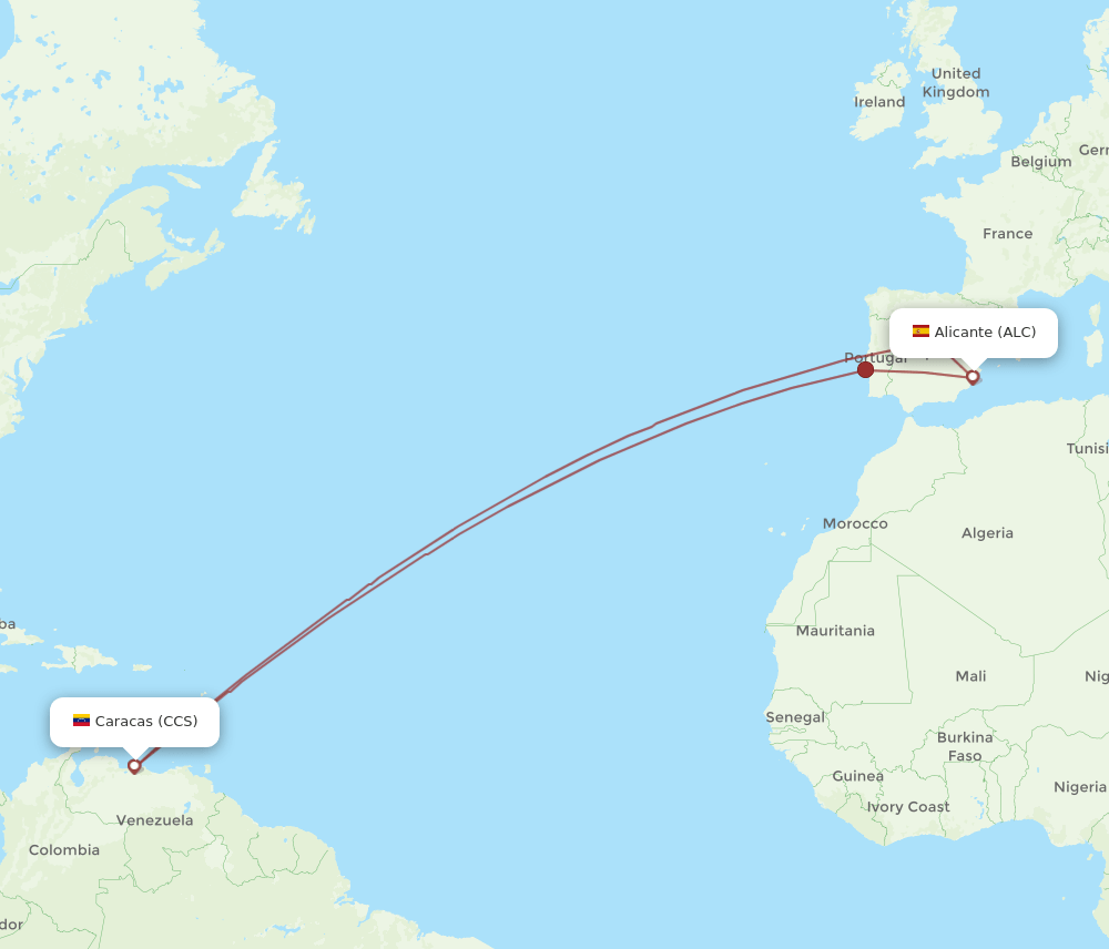 CCS to ALC flights and routes map