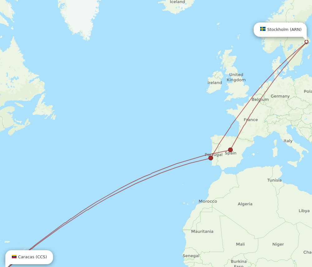 ARN to CCS flights and routes map