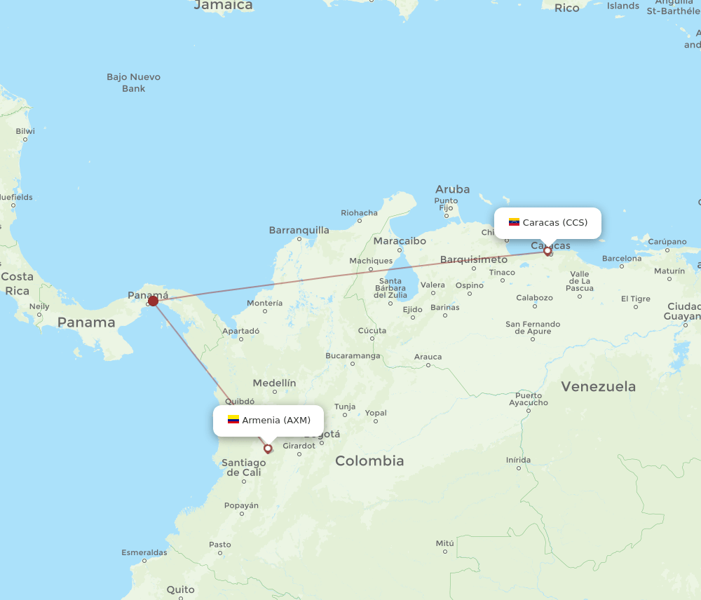 CCS-AXM flight routes