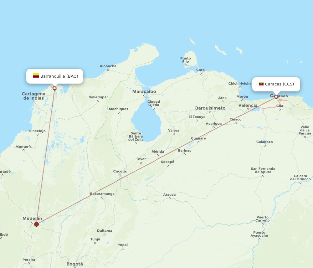 CCS-BAQ flight routes