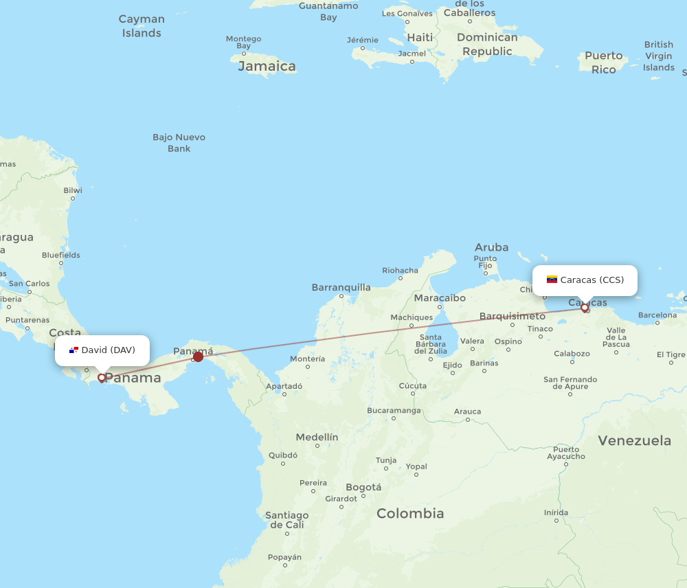 CCS to DAV flights and routes map