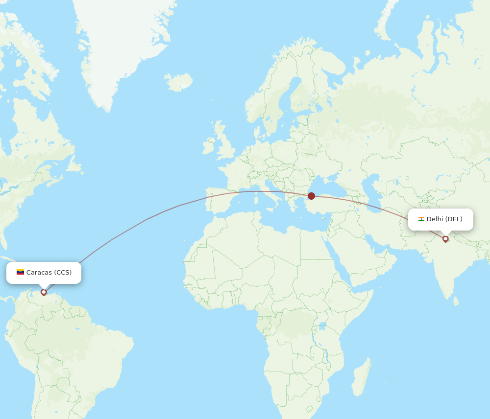 DEL to CCS flights and routes map