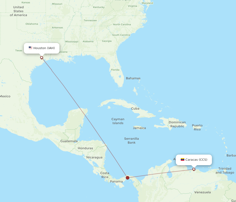 CCS to IAH flights and routes map