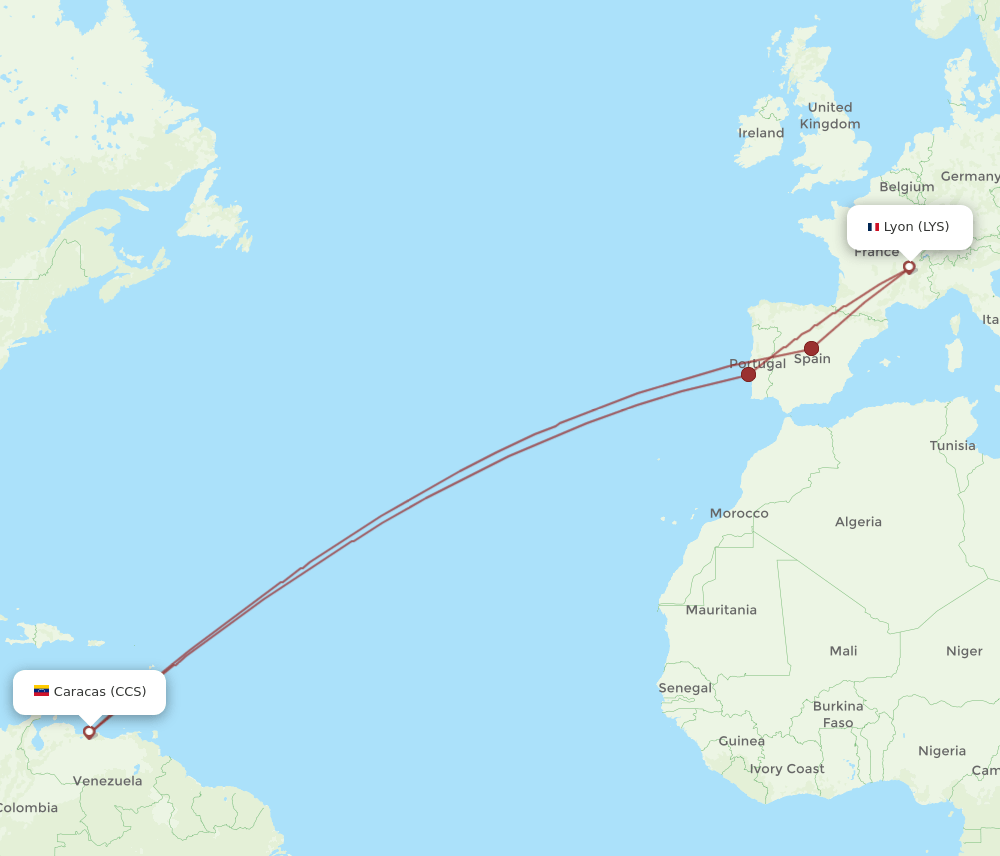 CCS-LYS flight routes