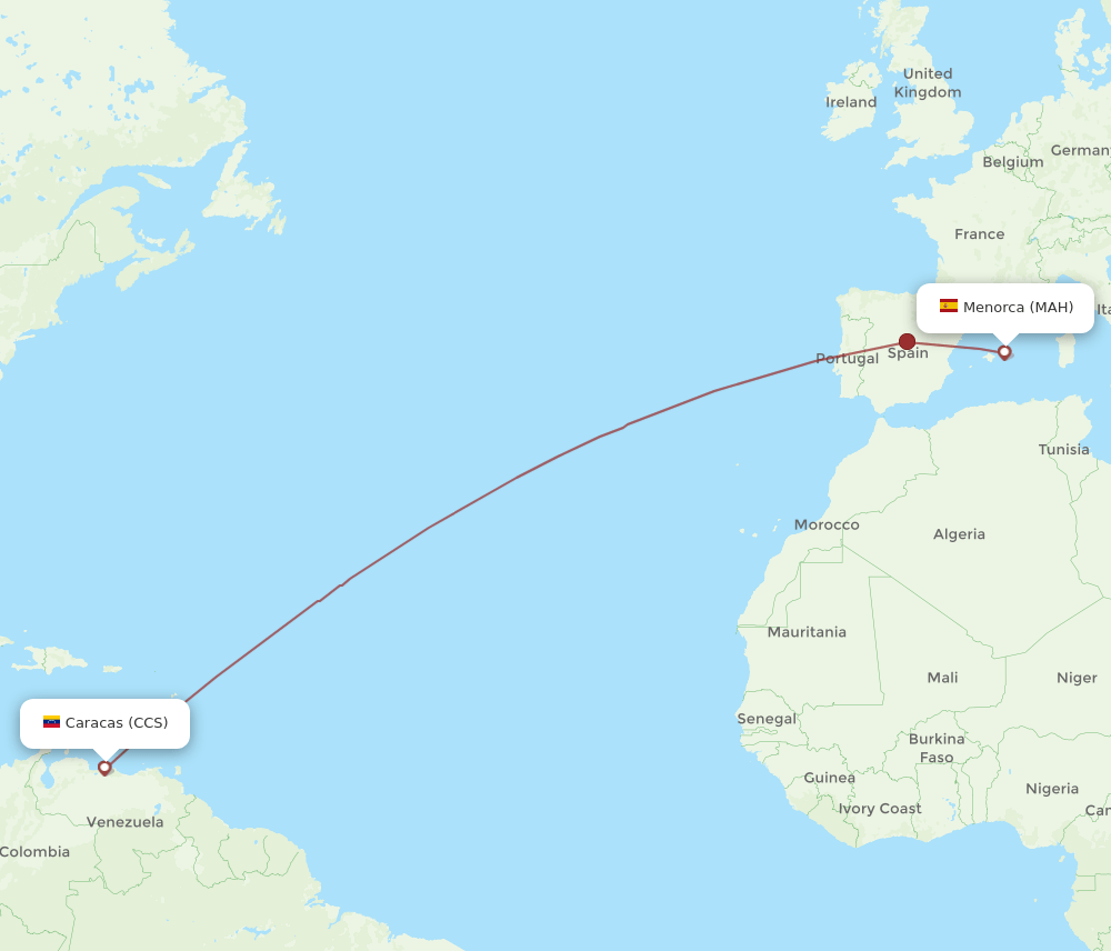 CCS-MAH flight routes