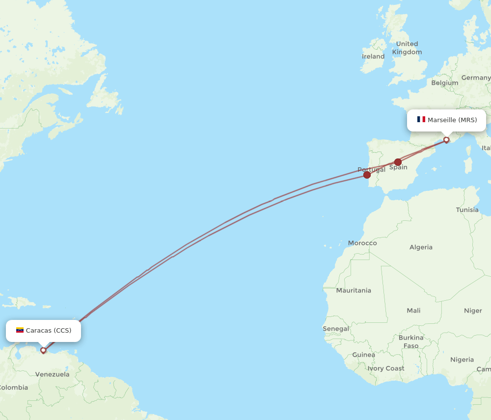 CCS to MRS flights and routes map