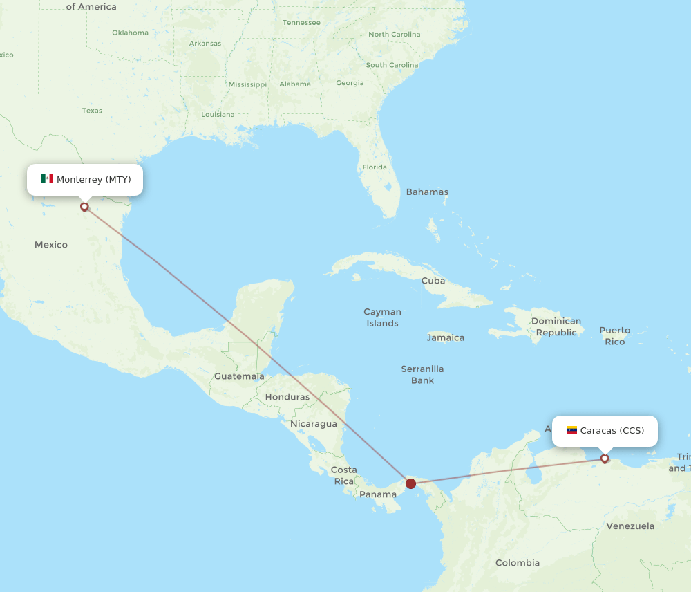 CCS-MTY flight routes