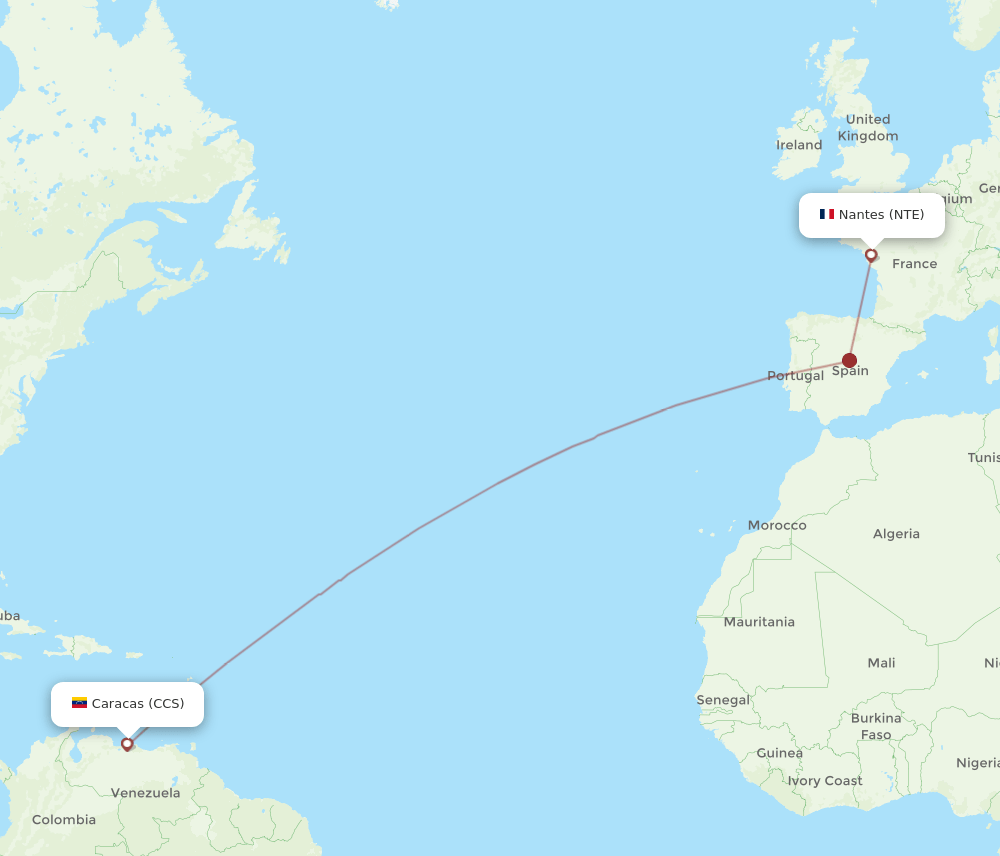 CCS-NTE flight routes
