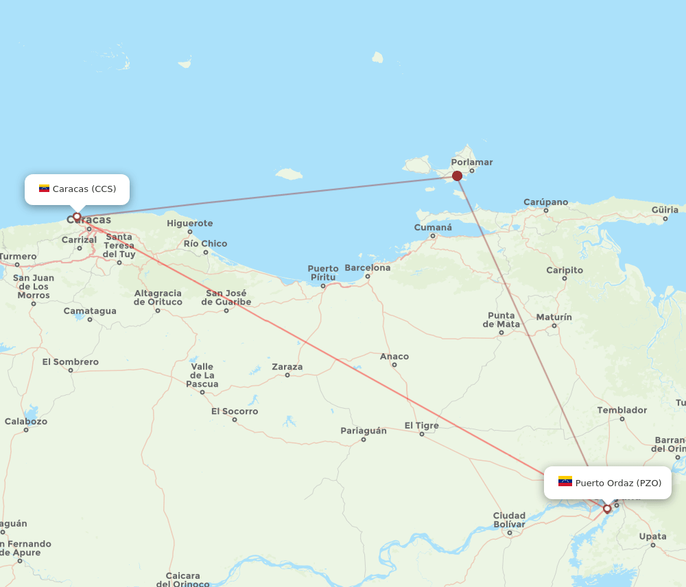 PZO to CCS flights and routes map